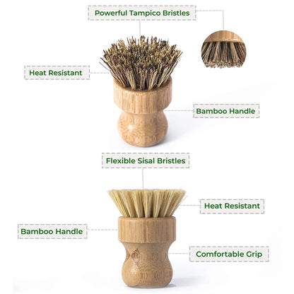 Mini Bamboo Dish Brush Natural Scrub