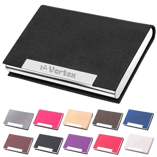 Business Card Holder Case PU Leather & Stainless Steel