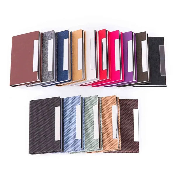 Business Card Holder Case PU Leather & Stainless Steel