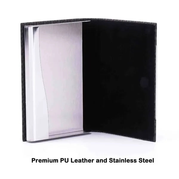 Business Card Holder Case PU Leather & Stainless Steel