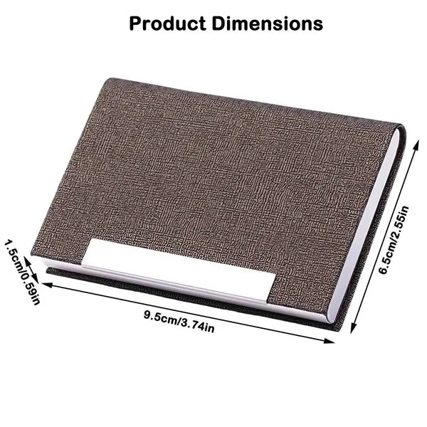 Business Card Holder Case PU Leather & Stainless Steel