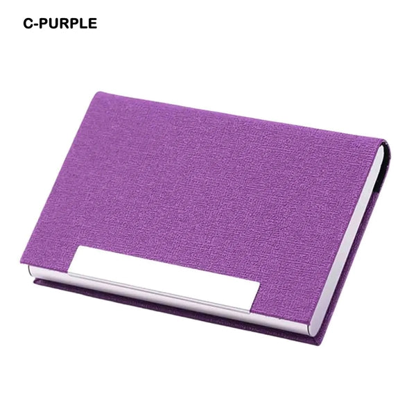 Business Card Holder Case PU Leather & Stainless Steel