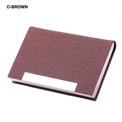 Business Card Holder Case PU Leather & Stainless Steel