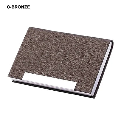 Business Card Holder Case PU Leather & Stainless Steel