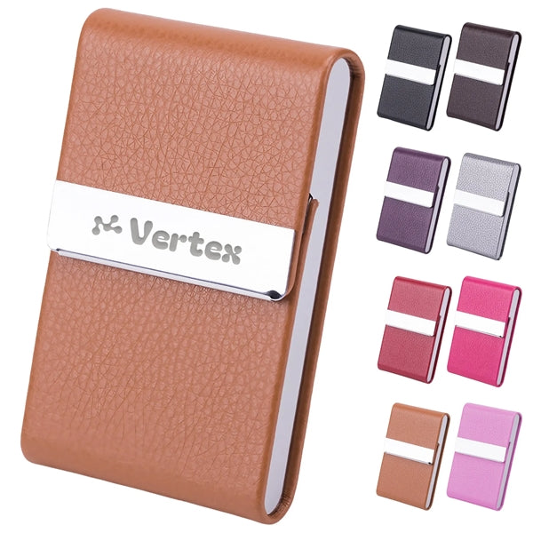 Business Card Holder PU Leather & Stainless Steel
