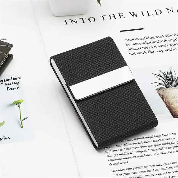 Business Card Holder PU Leather & Stainless Steel