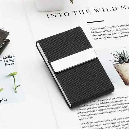 Business Card Holder PU Leather & Stainless Steel