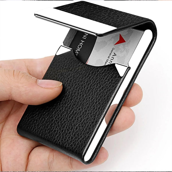 Business Card Holder PU Leather & Stainless Steel