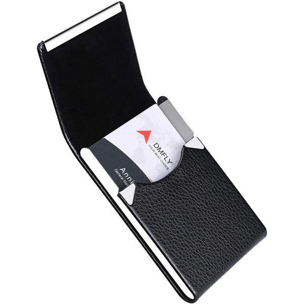 Business Card Holder PU Leather & Stainless Steel