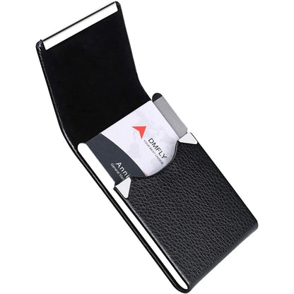 Business Card Holder PU Leather & Stainless Steel