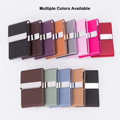 Business Card Holder PU Leather & Stainless Steel