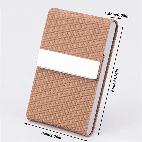 Business Card Holder PU Leather & Stainless Steel