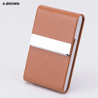 Business Card Holder PU Leather & Stainless Steel