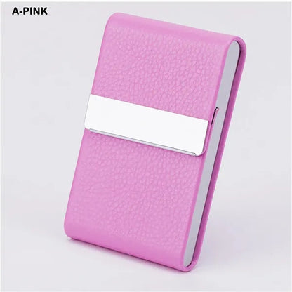Business Card Holder PU Leather & Stainless Steel