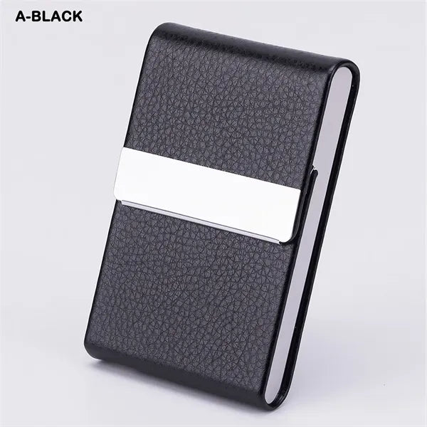 Business Card Holder PU Leather & Stainless Steel