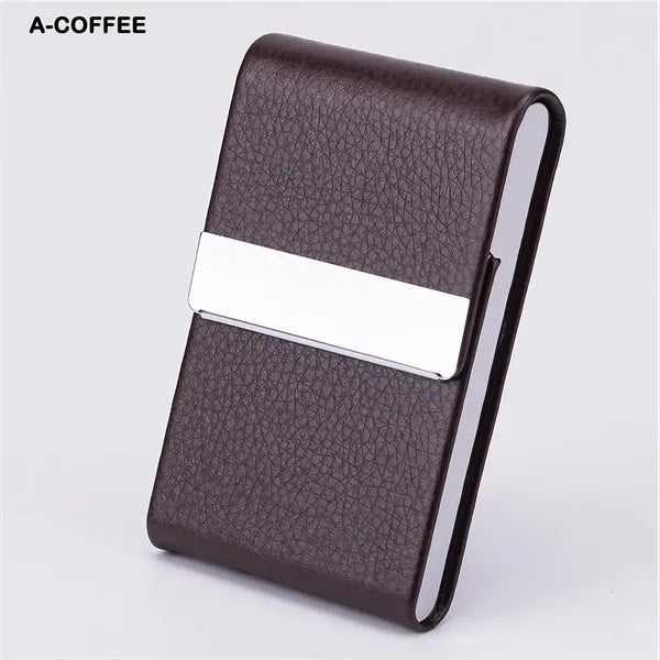 Business Card Holder PU Leather & Stainless Steel