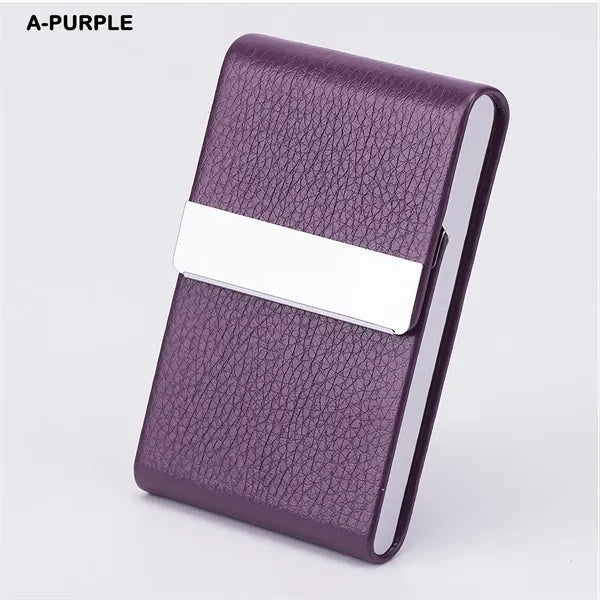 Business Card Holder PU Leather & Stainless Steel