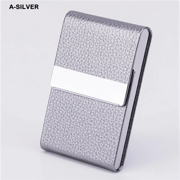 Business Card Holder PU Leather & Stainless Steel