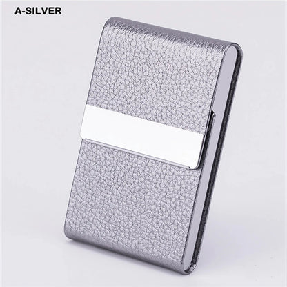 Business Card Holder PU Leather & Stainless Steel
