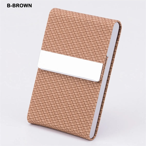 Business Card Holder PU Leather & Stainless Steel