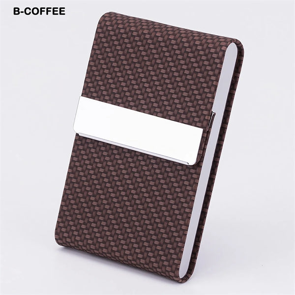 Business Card Holder PU Leather & Stainless Steel