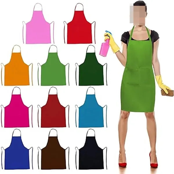 Unisex Comfortable Bib Apron with 2 Pockets Washable