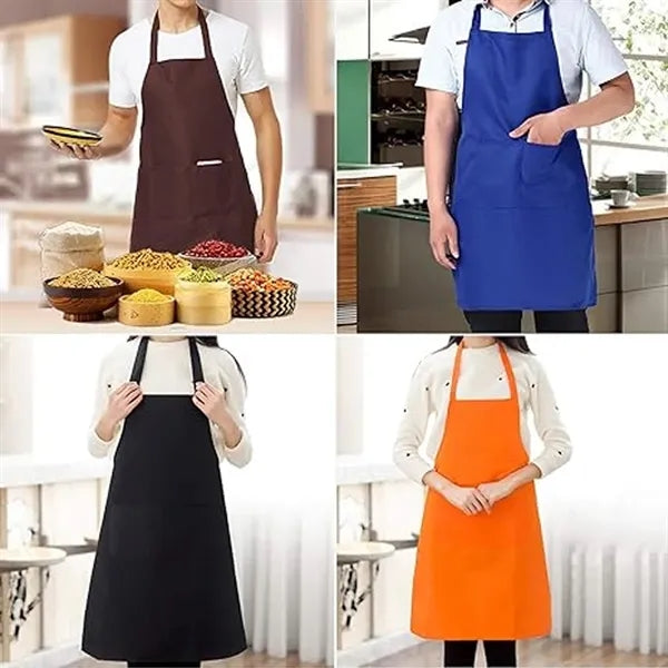 Unisex Comfortable Bib Apron with 2 Pockets Washable