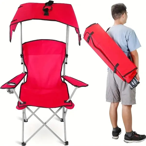 Folding Camp Chairs with Shade Canopy Recliner Support