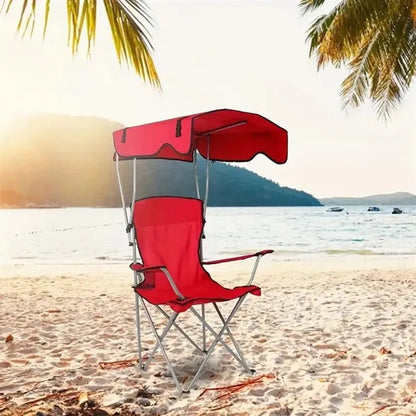 Folding Camp Chairs with Shade Canopy Recliner Support