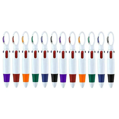4-Color Multicolor Ballpoint Pens with Carabiner Keychain