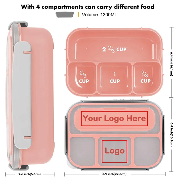 1300ML Bento Lunch Box Microwave/Dishwasher/Freezer Safe