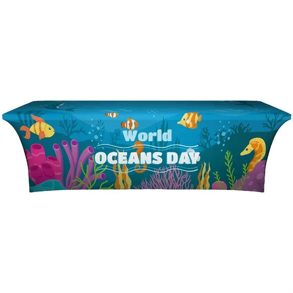 8' OPEN BACK STRETCH TABLE COVER (DYE SUBLIMATED)