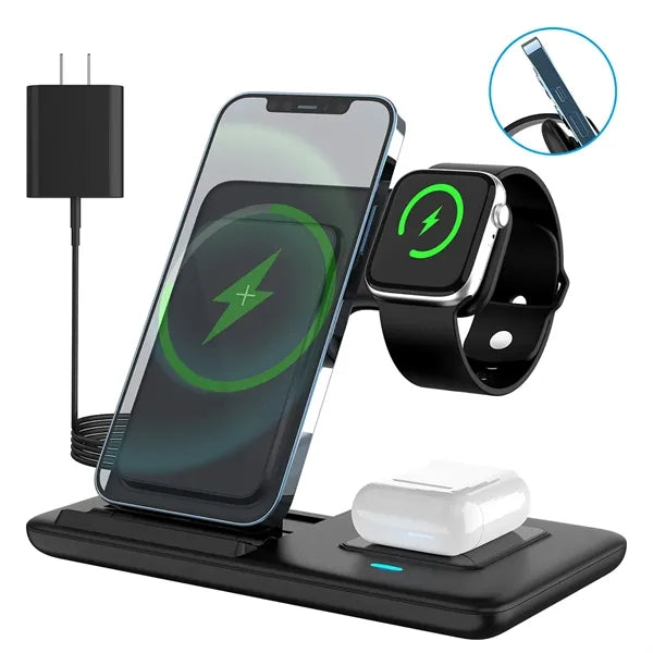 Wireless 3 In 1 Charger Station Compatible