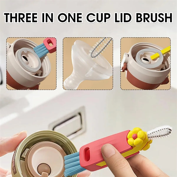3 In 1 Multifunctional Cup Lid Cleaning Brush