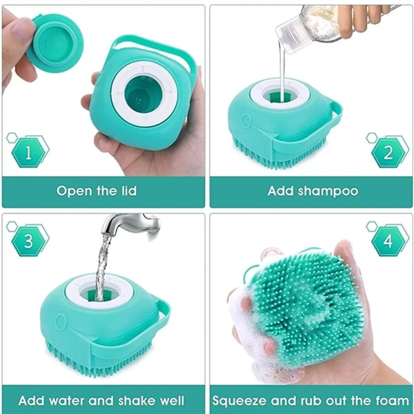 Dog Cat Bath Brush Comb Silicone Rubbe