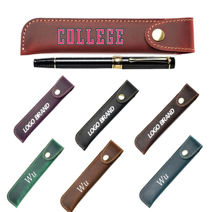 Luxury Real Leather Pouch Pen Holder Case for School