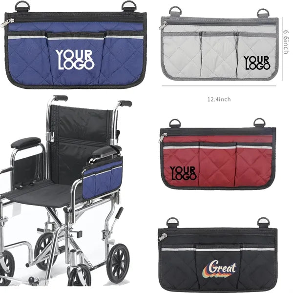 Wheelchair Side Storage Caddy Bag with Reflective Stripe