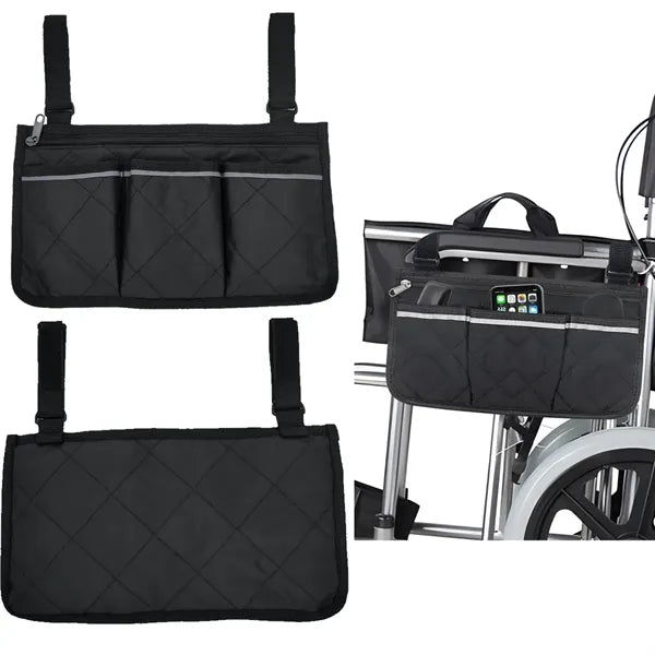 Wheelchair Side Storage Caddy Bag with Reflective Stripe