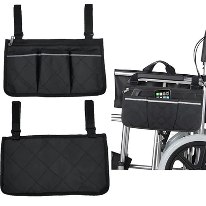 Wheelchair Side Storage Caddy Bag with Reflective Stripe