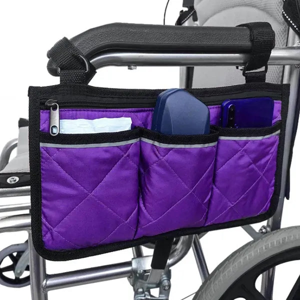 Wheelchair Side Storage Caddy Bag with Reflective Stripe
