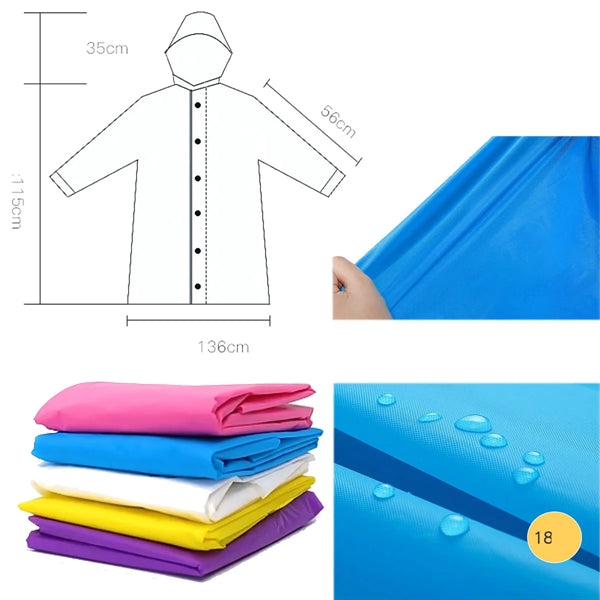 Non Disposable Eva Transparent Plastic Long Adult Raincoat