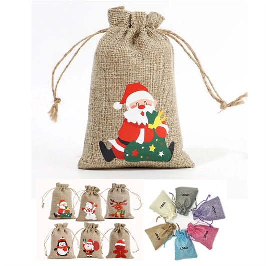 Christmas Linen Gift Bag