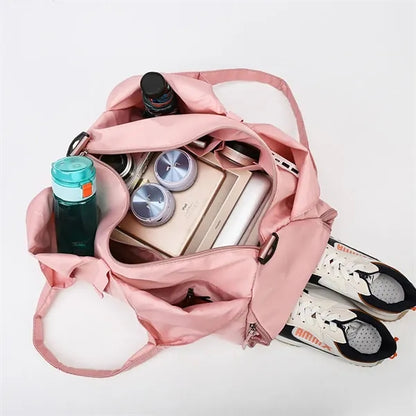 Women'S Fitness Bag With Wet-Dry Separation And Mat Holder
