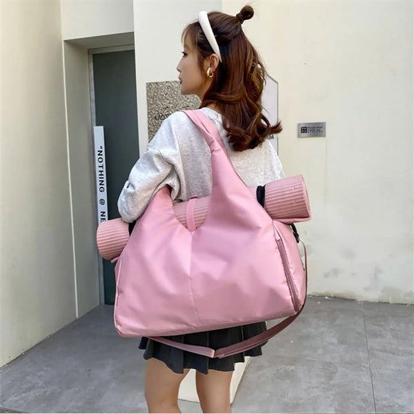 Women'S Fitness Bag With Wet-Dry Separation And Mat Holder