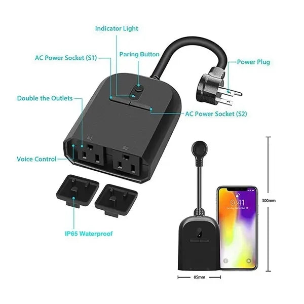 Dual Port Outdoor Smart Dimmer Plug