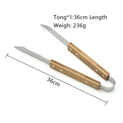 Packs Stainless Steel Bbq Grill Tool Set With Bamboo Box