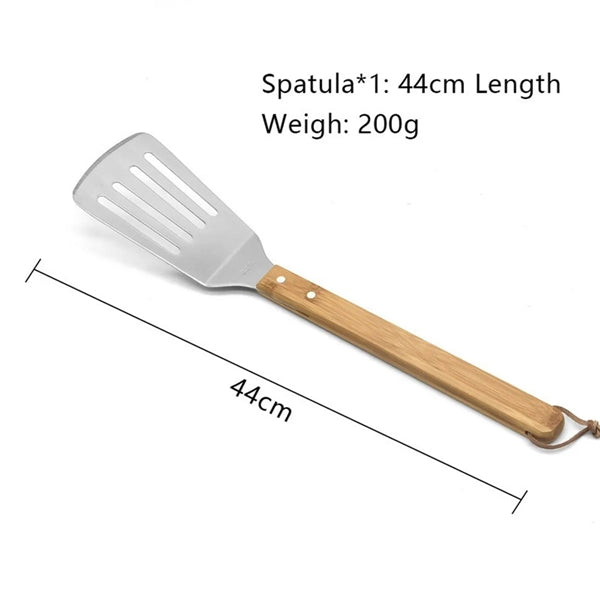 Packs Stainless Steel Bbq Grill Tool Set With Bamboo Box