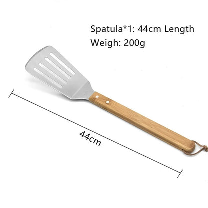 Packs Stainless Steel Bbq Grill Tool Set With Bamboo Box
