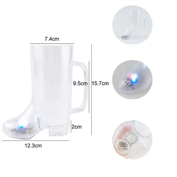 16 Oz Flashing Bar Boot Glass 8 Mode Led Light-Up Beer Mug