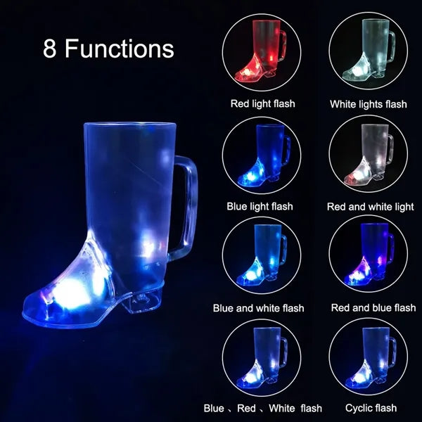 16 Oz Flashing Bar Boot Glass 8 Mode Led Light-Up Beer Mug